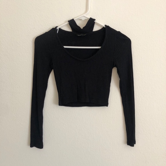 Topshop choker crop long sleeve top - Picture 5 of 7